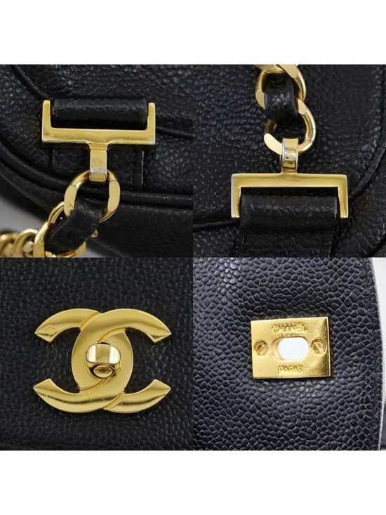 Chanel CC Logo Chain Backpack Caviar Leather Black main image 9